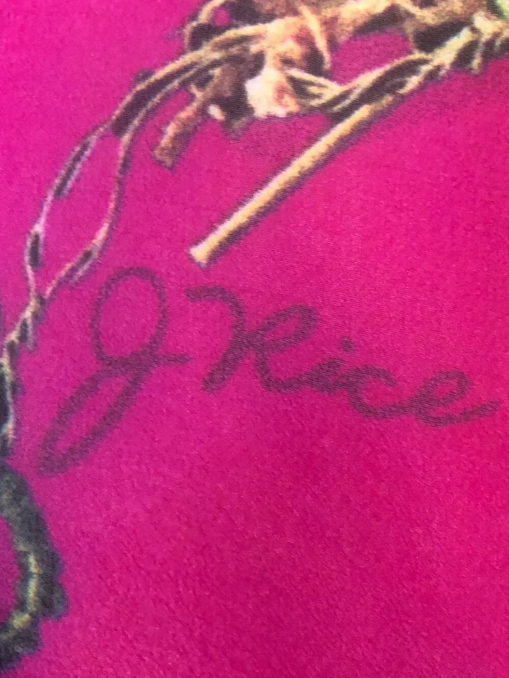 Vintage Signed Wearable Art Chiffon Scarf – Cherry Red Botanical Art Scarf